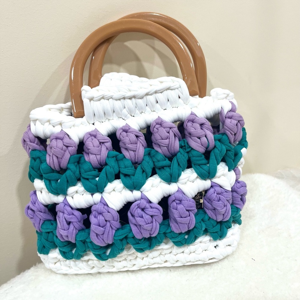 Handcrafted Crochet Tote Bag, Boho Handbag, Crochet Purse